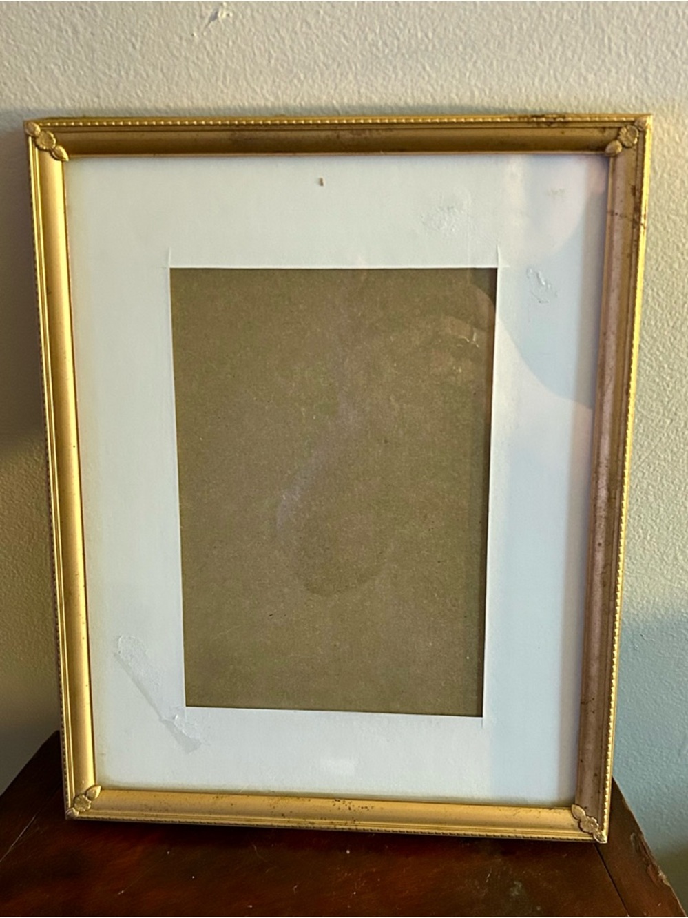 Vintage 8x10 Brass Mid Century Modern Designed Picture Frame With White Mat